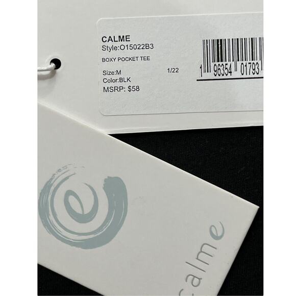 Johnny Was Calme Boxy Fit Cropped Pocket Tee Cotton Black Womens Size Medium NWT - Picture 4 of 7